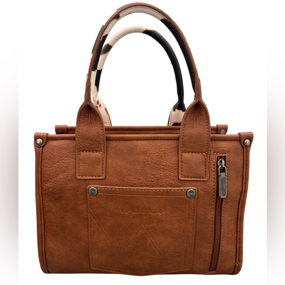 Wrangler Tan and Black Cow Print Concealed Carry Crossbody Tote Bag NWOT - Picture 3 of 11